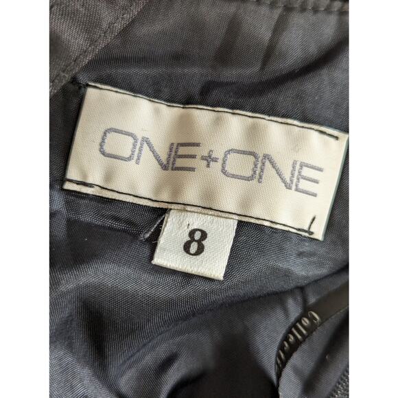 ONE + ONE! BLACK STRETCH VELVET, QUAD RIBBON WOVEN BACK, STRAPS DRESS! SZ 8 - Picture 7 of 10